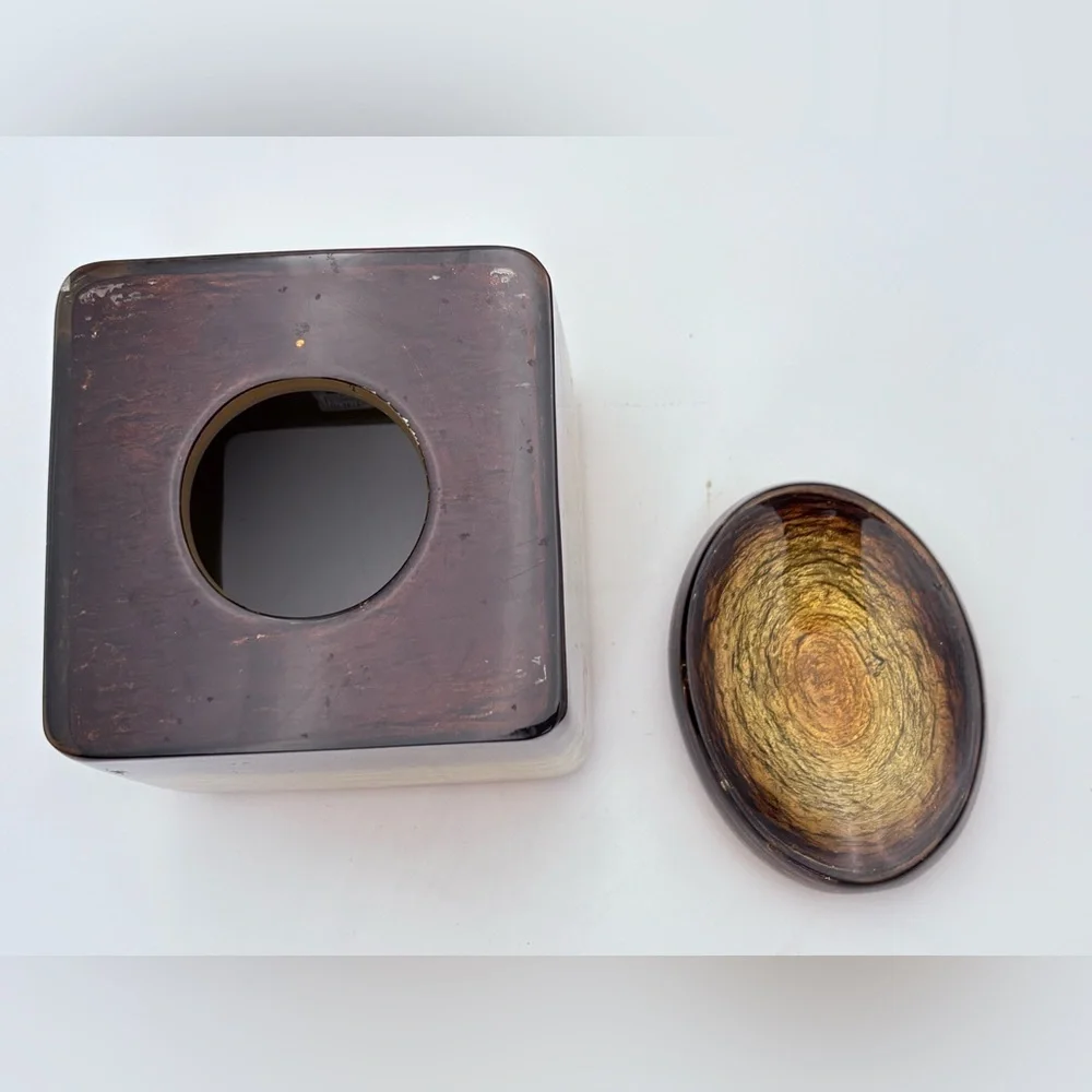 Veratex Gold and Brown Decorative Tissue Cover and Soap Dish